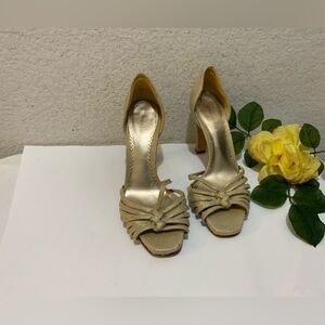 Giorgio Armani heels metallic gold strappy knot 37.5 B Italy